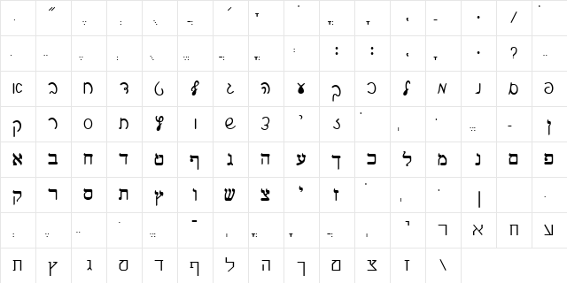 Shalom Regular  glyph index