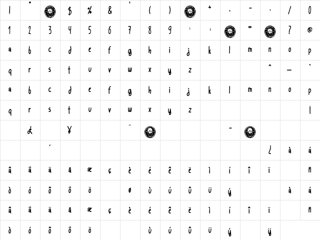 Marҡ Magdalena Regular  glyph index