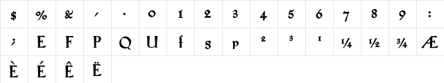 Eva Regular  glyph index