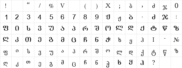 LITMOD Regular  glyph index