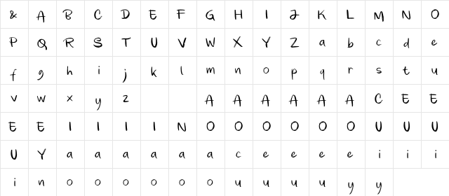 Gladyss Alt  glyph index