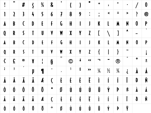 Decotura ICG Regular  glyph index