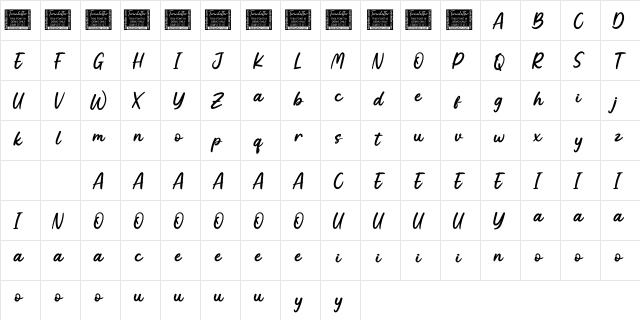 Botany Personal Use  glyph index