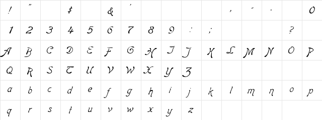 Snoopy It Regular  glyph index