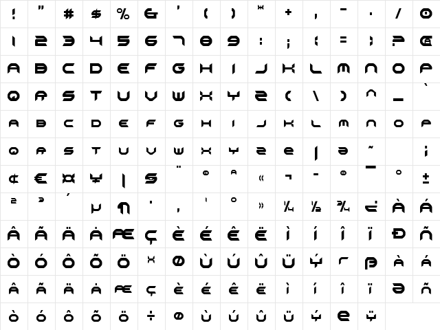 Omni Girl Condensed Condensed  glyph index