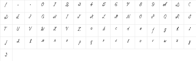 Oh La La ! Regular  glyph index