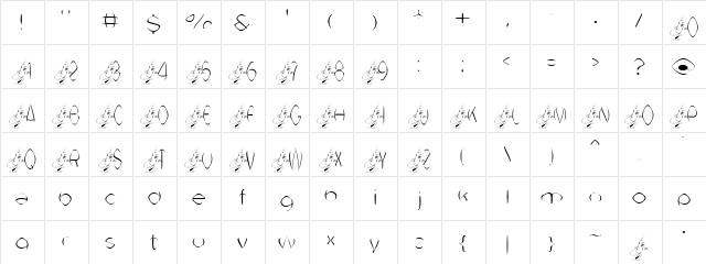 Pesterer Regular  glyph index