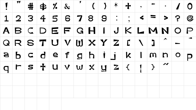 Very Assy Regular  glyph index