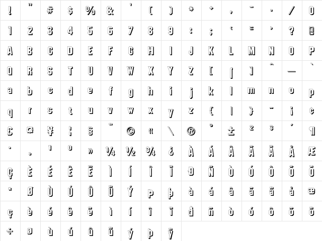 College TM Shadow  glyph index