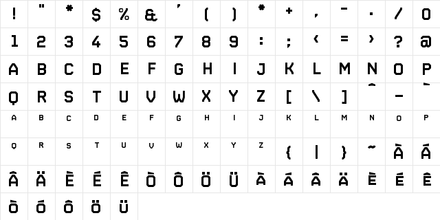 TransAM-Regular Regular  glyph index