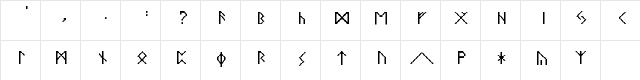 RunicScript Regular  glyph index