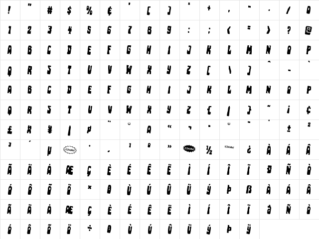 Pocket Monster Rotated 2 Regular  glyph index