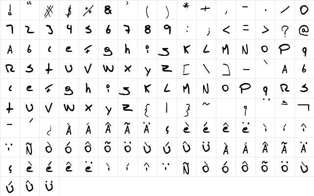 Tomas Massu Regular  glyph index