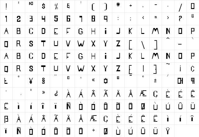 Mattress Medium  glyph index