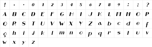 Retrospective Italic  glyph index