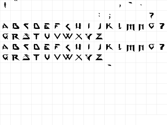 PsyType Regular  glyph index