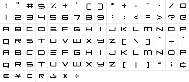 Zen Os Regular  glyph index