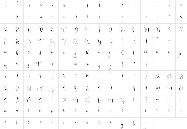 Galeyala Regular  glyph index