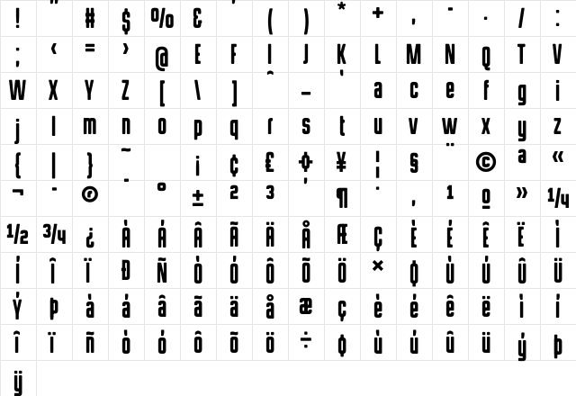 HermanoAlto Round Regular  glyph index