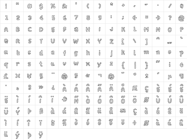 Baukasten Five  glyph index