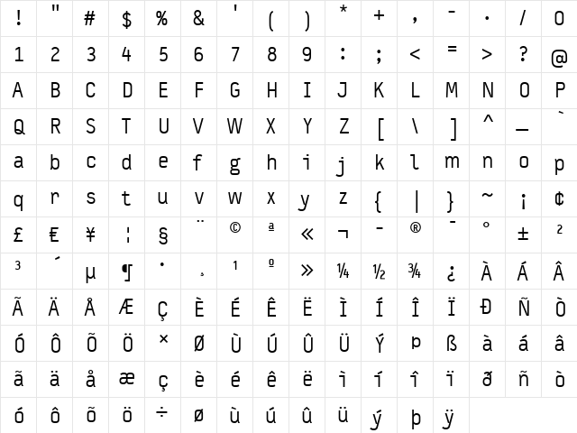 Typestar Web-Normal Regular  glyph index
