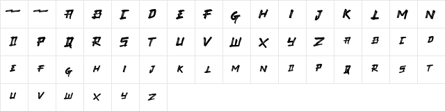 TAKASIH Regular  glyph index