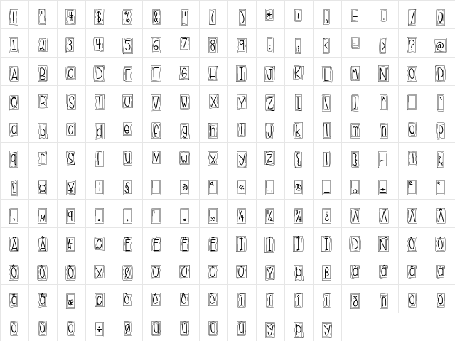 HelloHustle Medium  glyph index