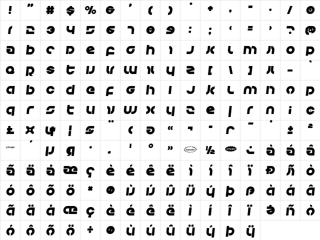 Kovacs Semi-Italic Semi-Italic  glyph index
