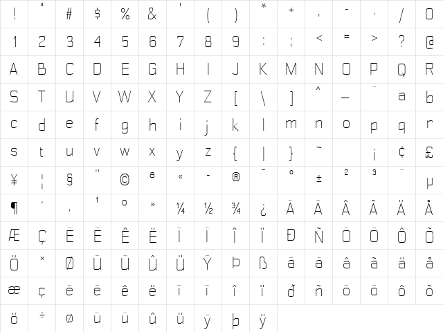 Polyflec Light  glyph index