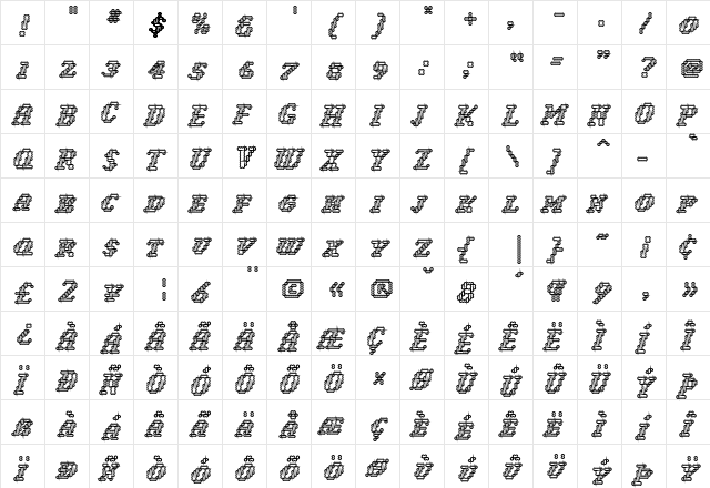 Narly Inline  glyph index