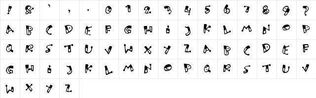 Bungnipper Regular  glyph index