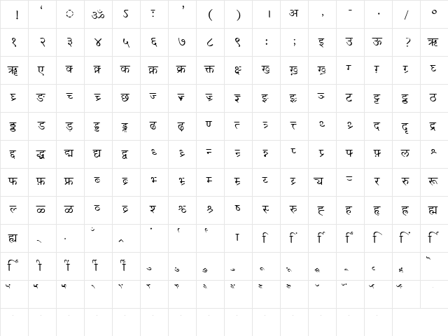 DV-TTSurekh Normal  glyph index