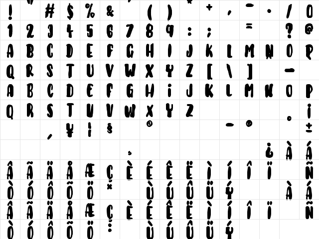 Keys of Paradise Regular  glyph index