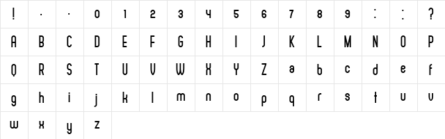 Adelino Regular  glyph index
