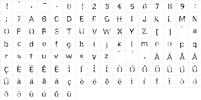Manomessa Medium  glyph index