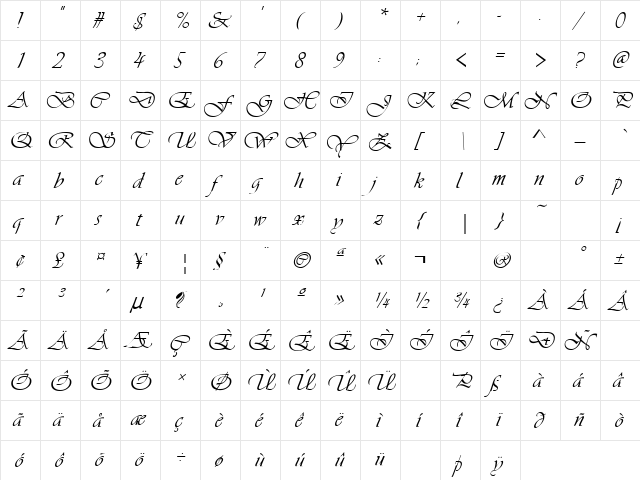 Better Off 1 Regular  glyph index