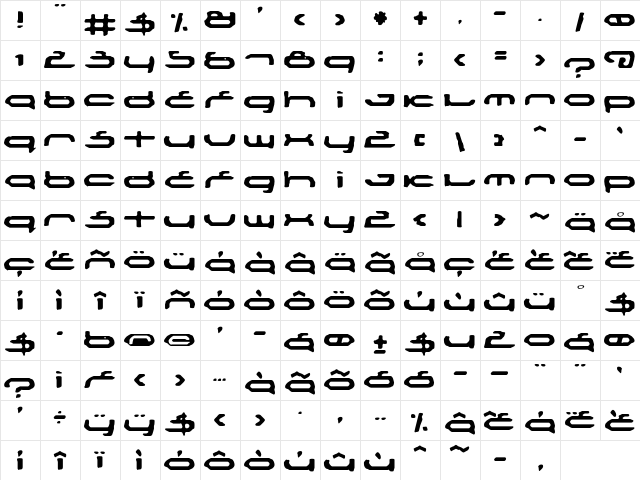 Mechoba Normal  glyph index
