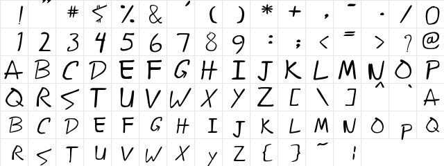 New Regular  glyph index