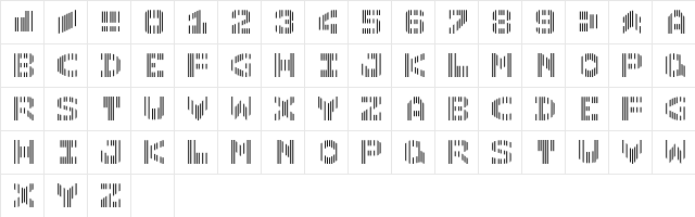 LTCmc Seven Normal  glyph index