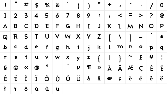 AshbyGL Bold Regular  glyph index