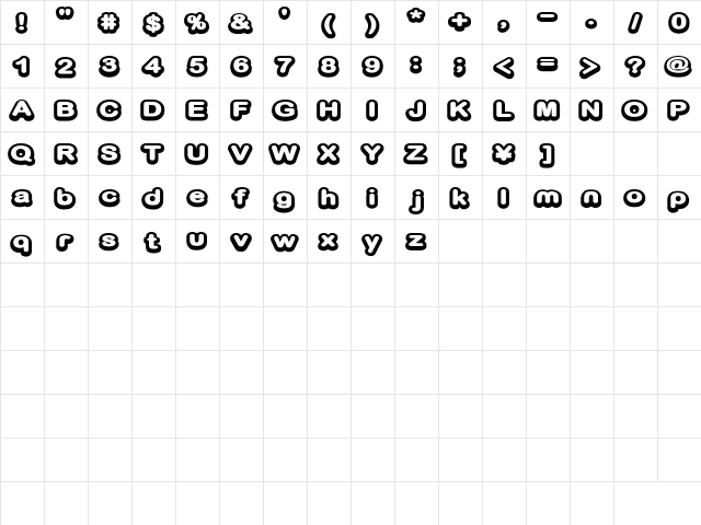D3 Biscuitism Bold Regular  glyph index
