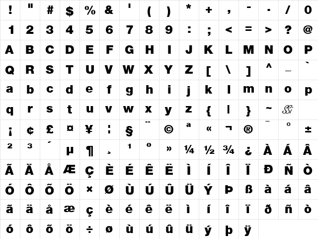 Context Reprise Black SSi Black  glyph index