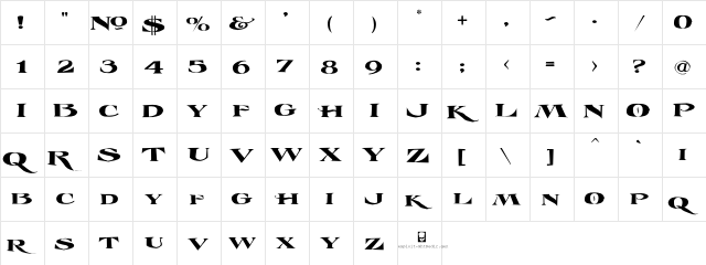 LHF Esoteric 3 Reg Regular  glyph index