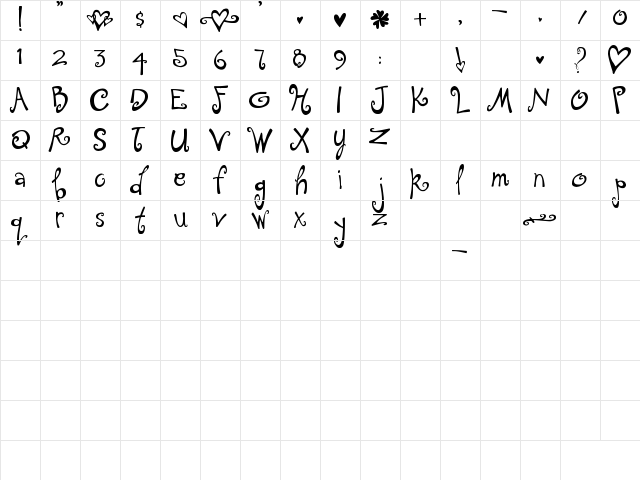 Tingle Institute Regular  glyph index