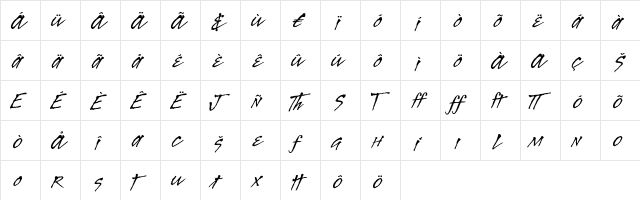 Legault Alternates  glyph index