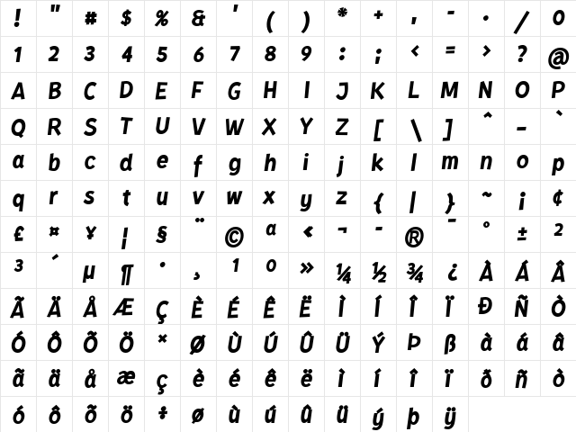 Kurri Island Italic Med Regular  glyph index