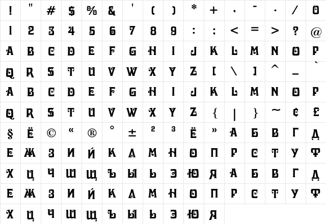 DavidaC Regular  glyph index