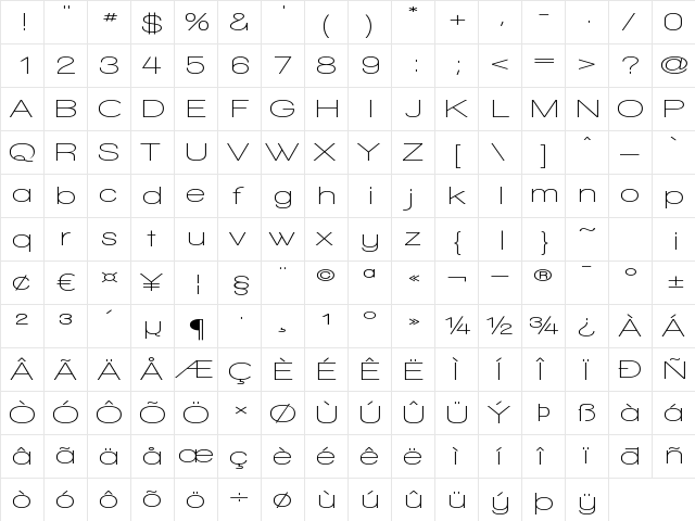Walkway Expand SemiBold Regular  glyph index