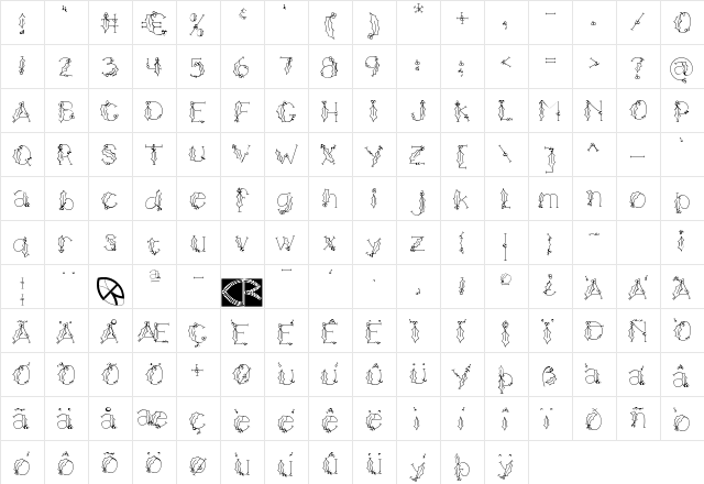 HOLLY&BERRIE Bold  glyph index