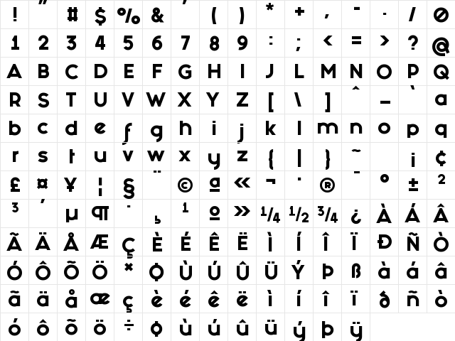 Fashion Fetish Heavy Regular  glyph index